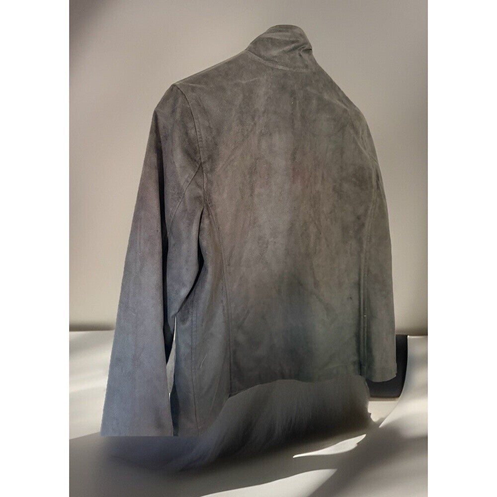 Vintage Norton Mcnaughton Black Microsuede Zip Up Light Jacket w/ Pockets 10P