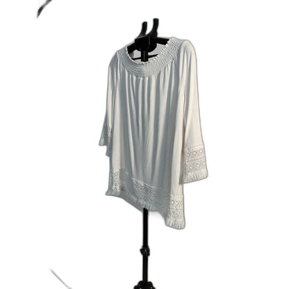 Chico's White Boho Crochet Fringe Top Size 2 (L)
