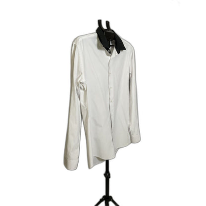 Azar Man White Dress Shirt Black Collar Tailored Fit Sz 17