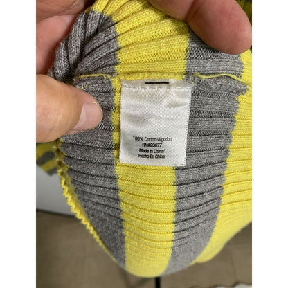 St. John's Bay Yellow Grey Striped V-Neck Sweater L