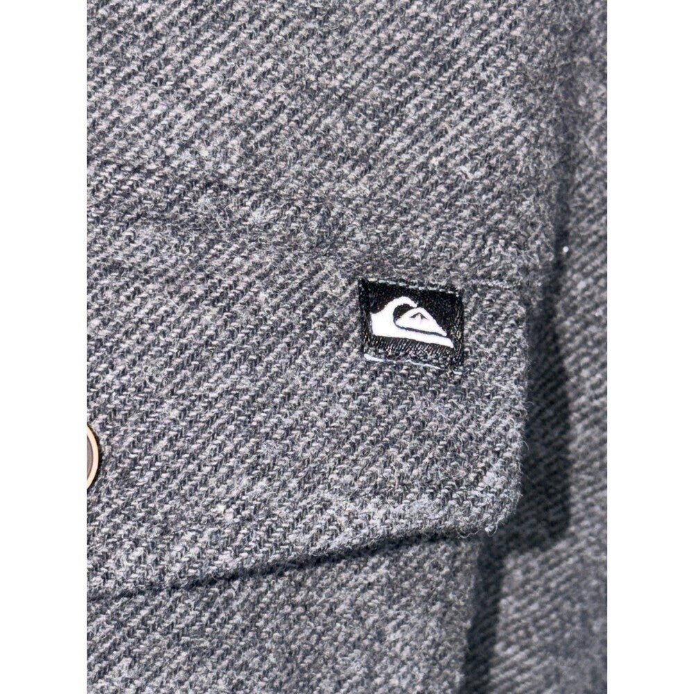 Quiksilver Men's Dark Gray Fleece Hoodie Button Down Shirt L