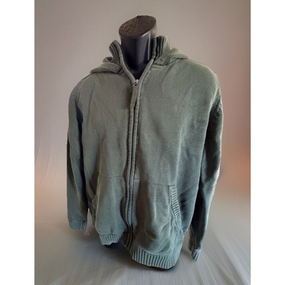 L.O.G.G. Men’s XL Olive Green Hooded Zip Up Long Sleeve Sweater