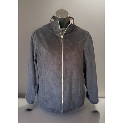 Vintage Norton Mcnaughton Black Microsuede Zip Up Light Jacket w/ Pockets 10P