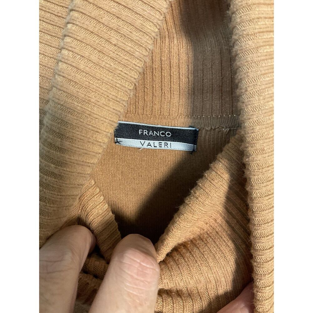 Franco Valeri Women's L Camel Turtleneck Sweater Long Sleeve Cotton Blend