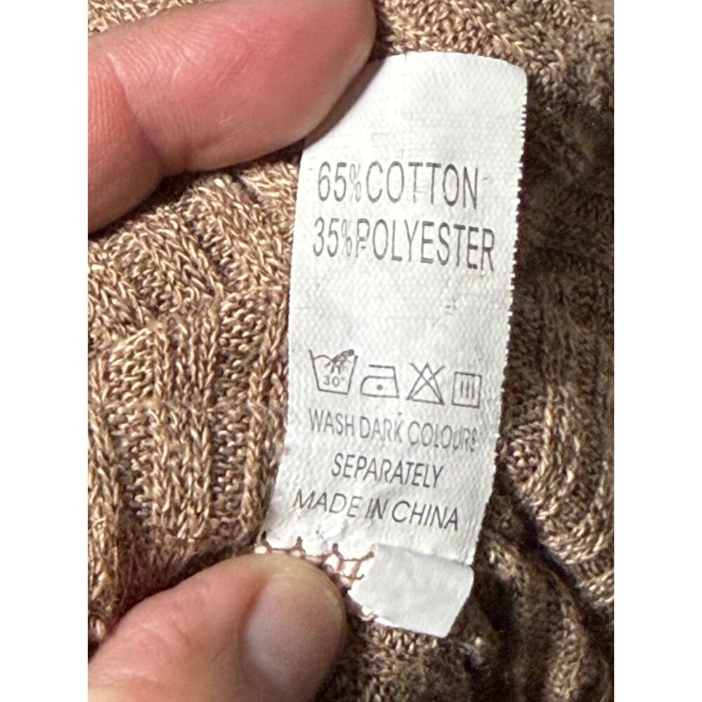 Ribbed Knit Pullover Tunic Hoodie Sweater - Camel S