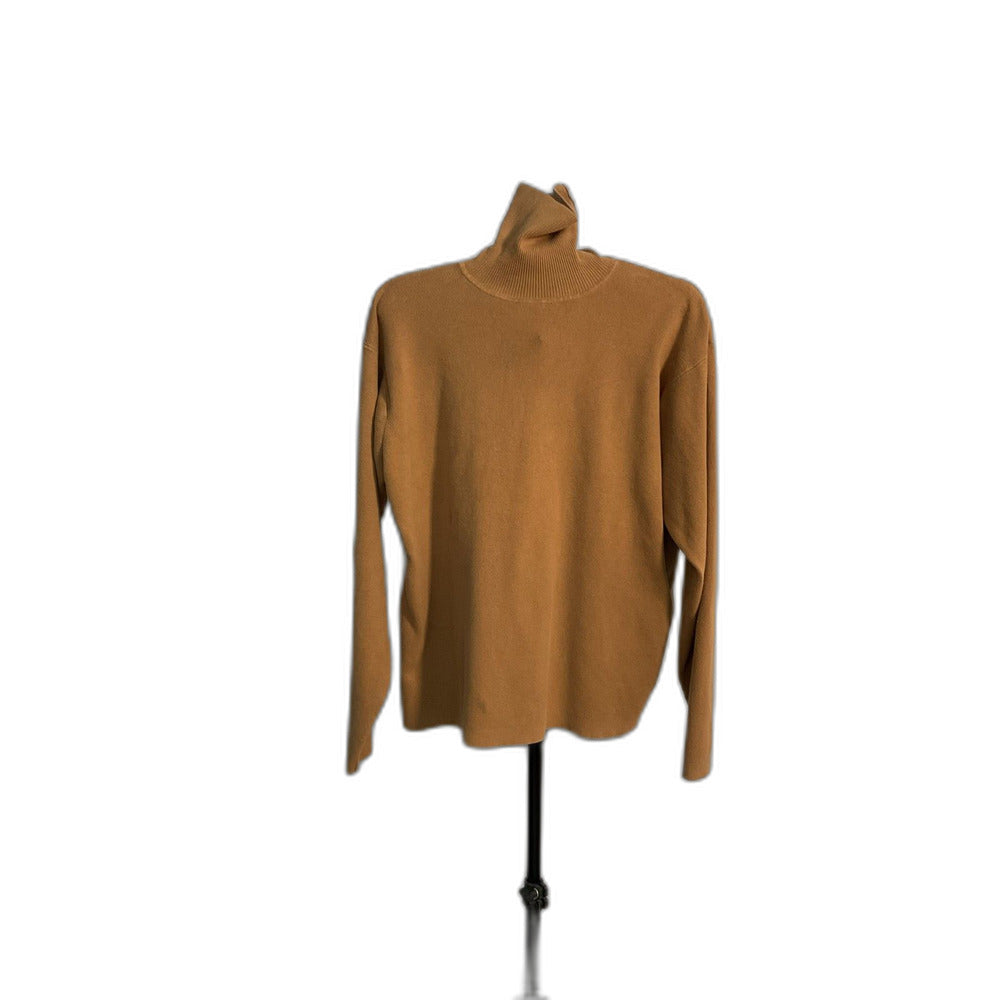 Franco Valeri Women's L Camel Turtleneck Sweater Long Sleeve Cotton Blend