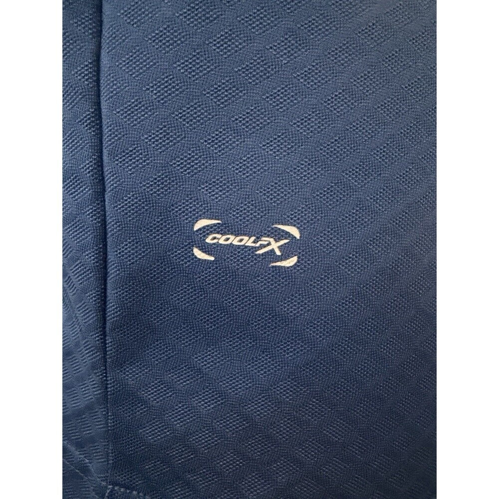 Izod Golf Polo Shirt Men L Blue Short Sleeves 1/4 Button Swing Flex Cool FX