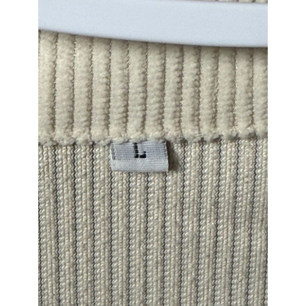 Hengsheng Jeans Ribbed Corduroy Snap Pullover with Elbow Patches - Cream L