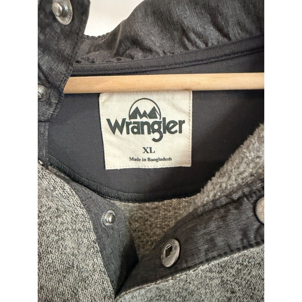 Wrangler Fleece Pullover Sweater Quarter Zip Mens XL Long Sleeve Heathered Gray