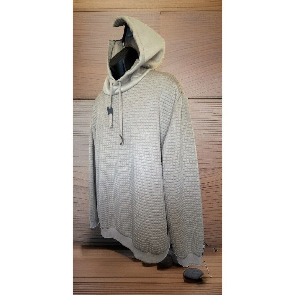 COOFANDY Men’s XXL Waffle Knit Hoodie Tan Pullover (A-16)