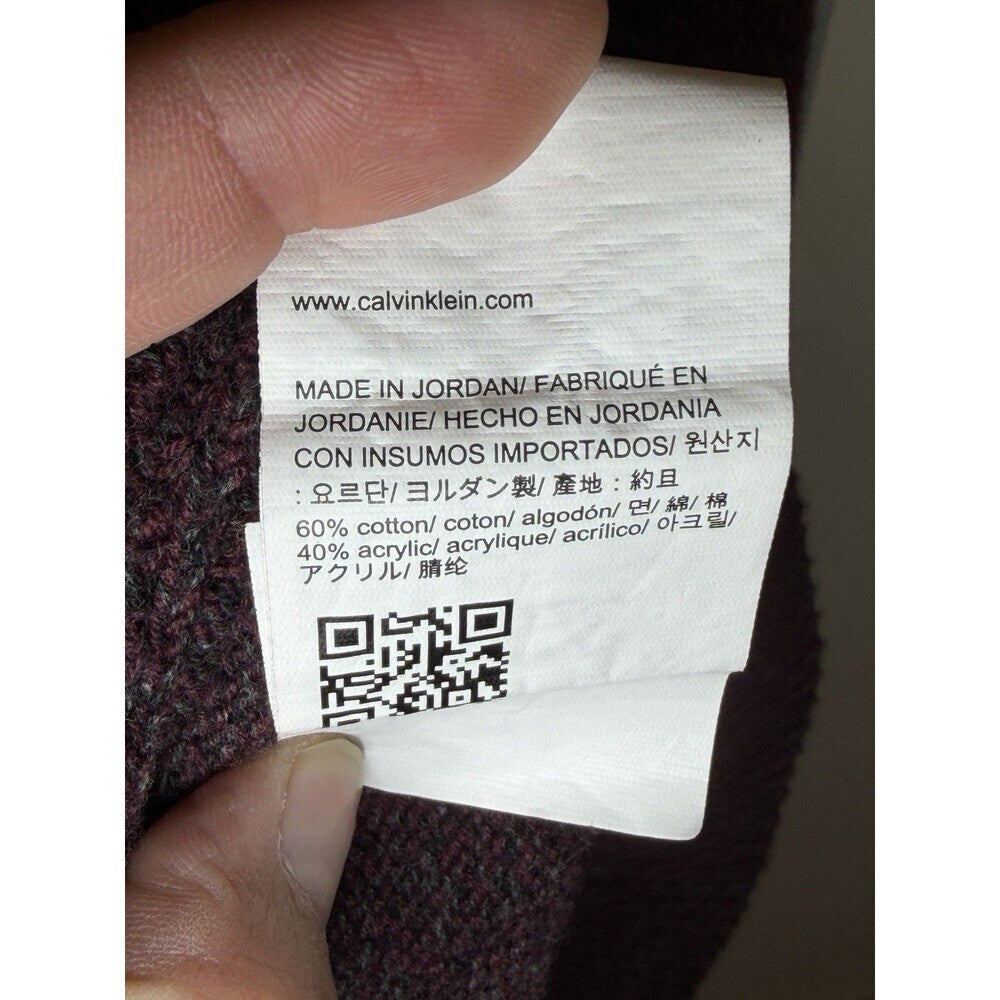 Calvin Klein Mens XL Purple 1/4 Zip Pullover Sweater Athletic Fit