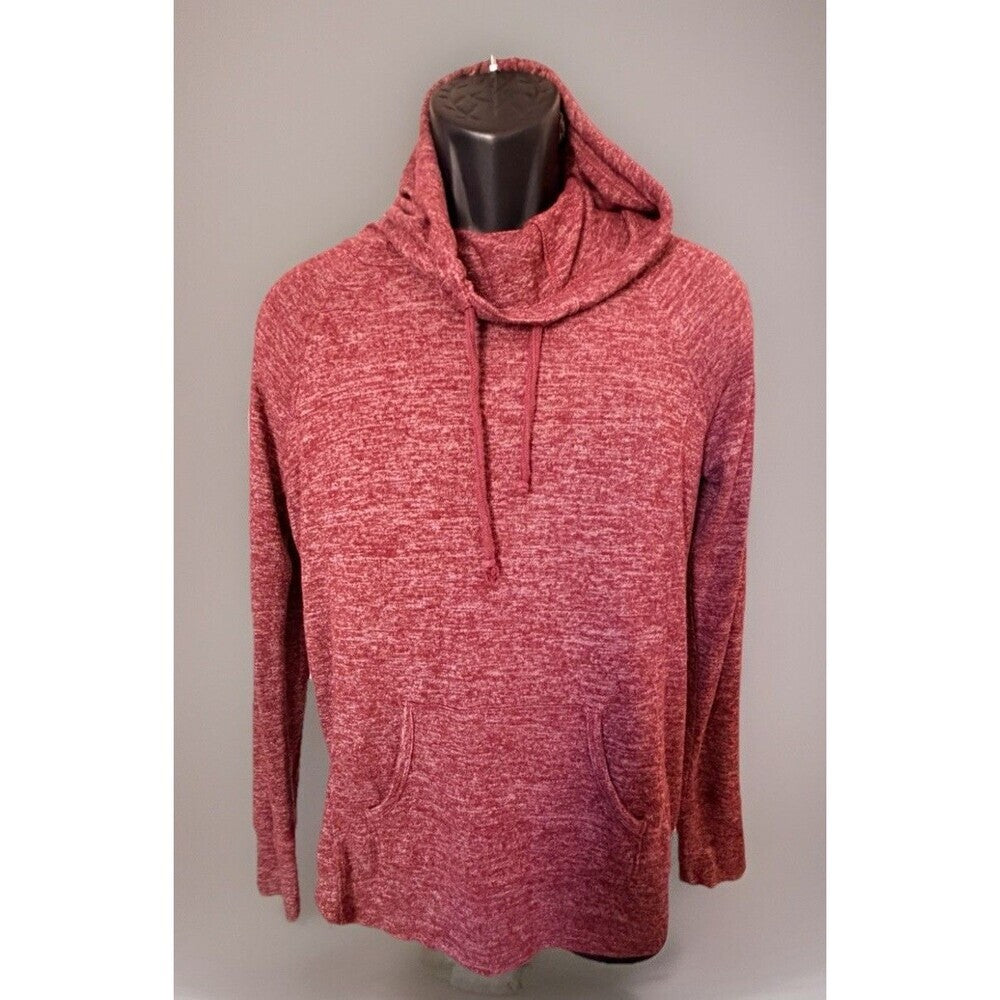 Mossimo Men’s Cowl Neck Hoodie Heathered Burgundy Red Pullover Sweatshirt Size S
