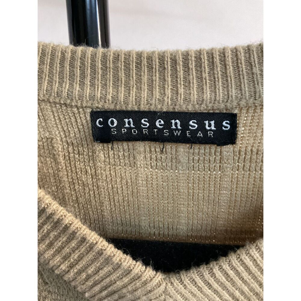 Consensus Sportswear Tan V-Neck Wool Blend Sweater L/XL