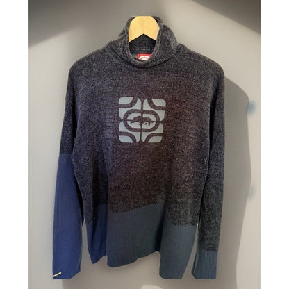 Ecko Unltd Men's Acrylic Blue Turtleneck Pullover Sweater w/ Logo Graphic L