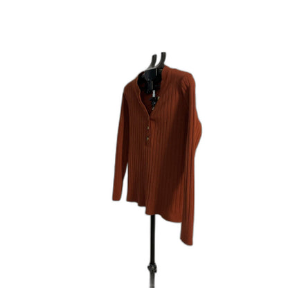 Merokeety Rust Ribbed Knit Henley Top Size XL