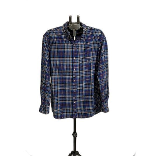 Chaps Navy Plaid Flannel Button-Up Shirt XL