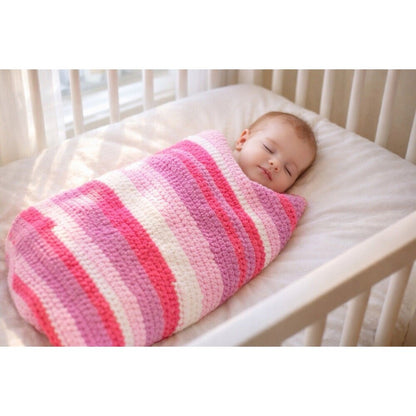 Handmade Crochet Super Soft Multicolored Pink Baby Blanket 36" x 29"