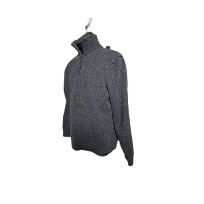 Gap Men's Charcoal Speckled Donegal-Style Quarter-Zip Sweater XL