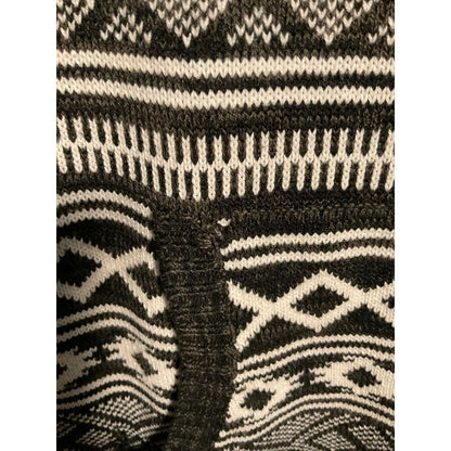 The Slope Aztec Fair Isle Hooded Sweater Men's M Black White