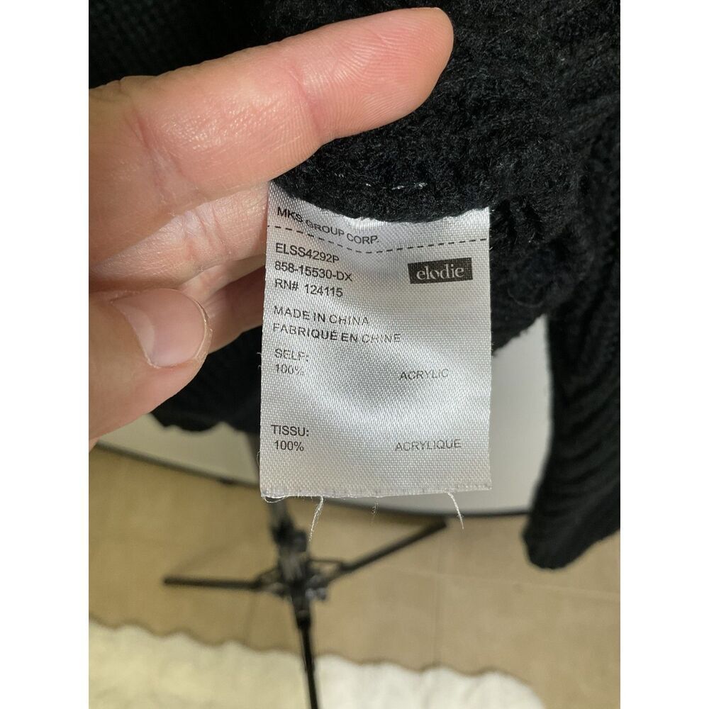 Elodie Black Ribbed Knit Sweater XL