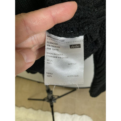 Elodie Black Ribbed Knit Sweater XL