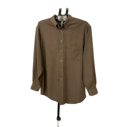 Haggar Men's 17.5 34/35 Brown Striped Wrinkle Free Button Down Shirt