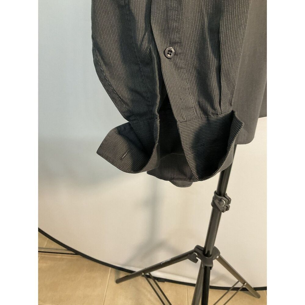 Van Heusen Men's 15.5 Gray Pinstripe Button Down Shirt