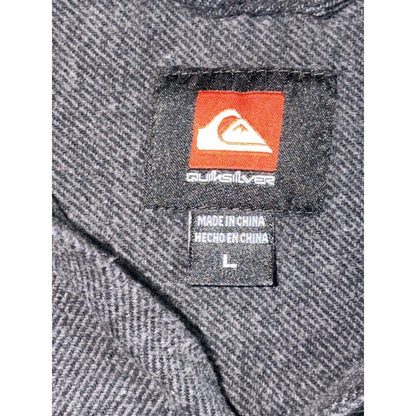 Quiksilver Men's Dark Gray Fleece Hoodie Button Down Shirt L