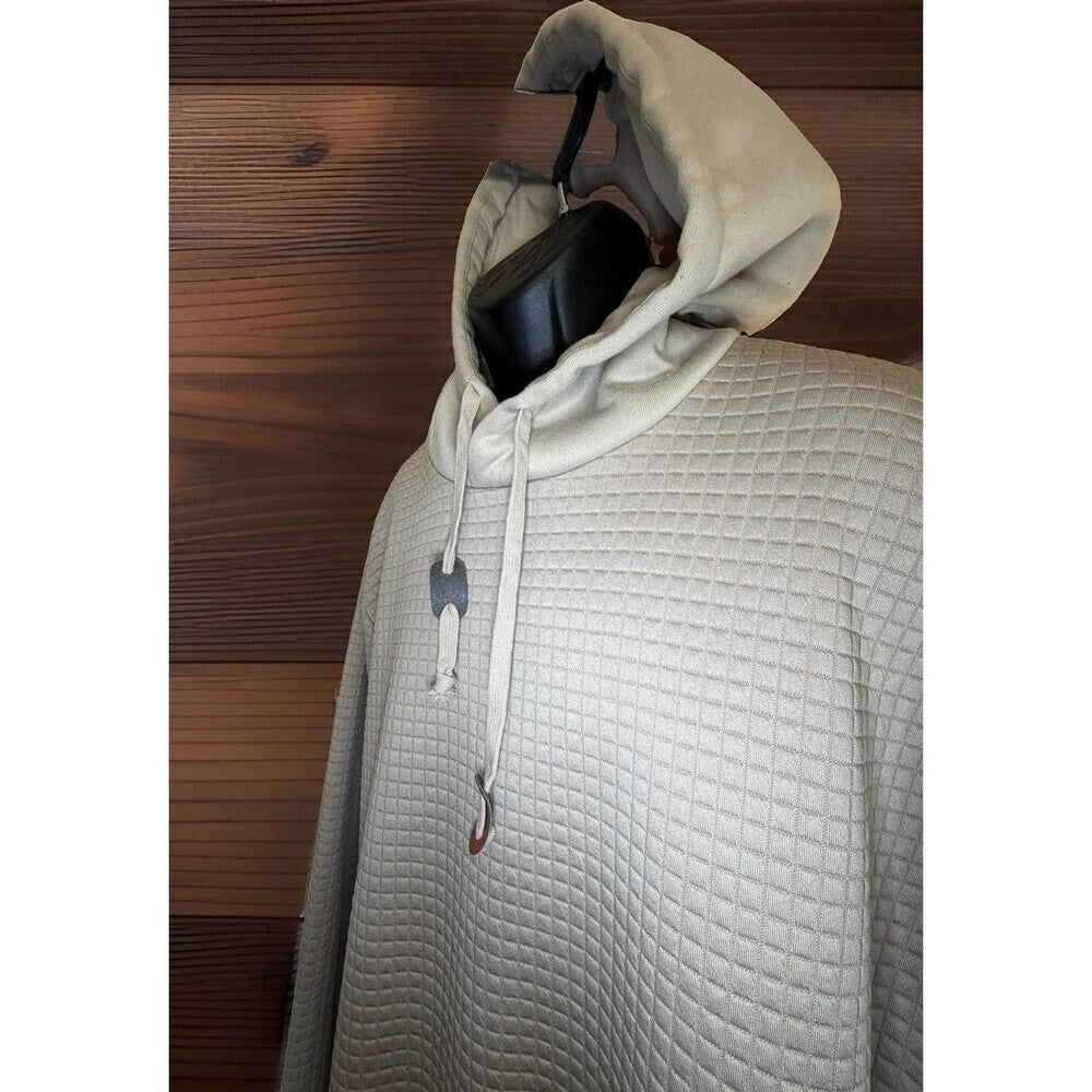 COOFANDY Men’s XXL Waffle Knit Hoodie Tan Pullover (A-16)