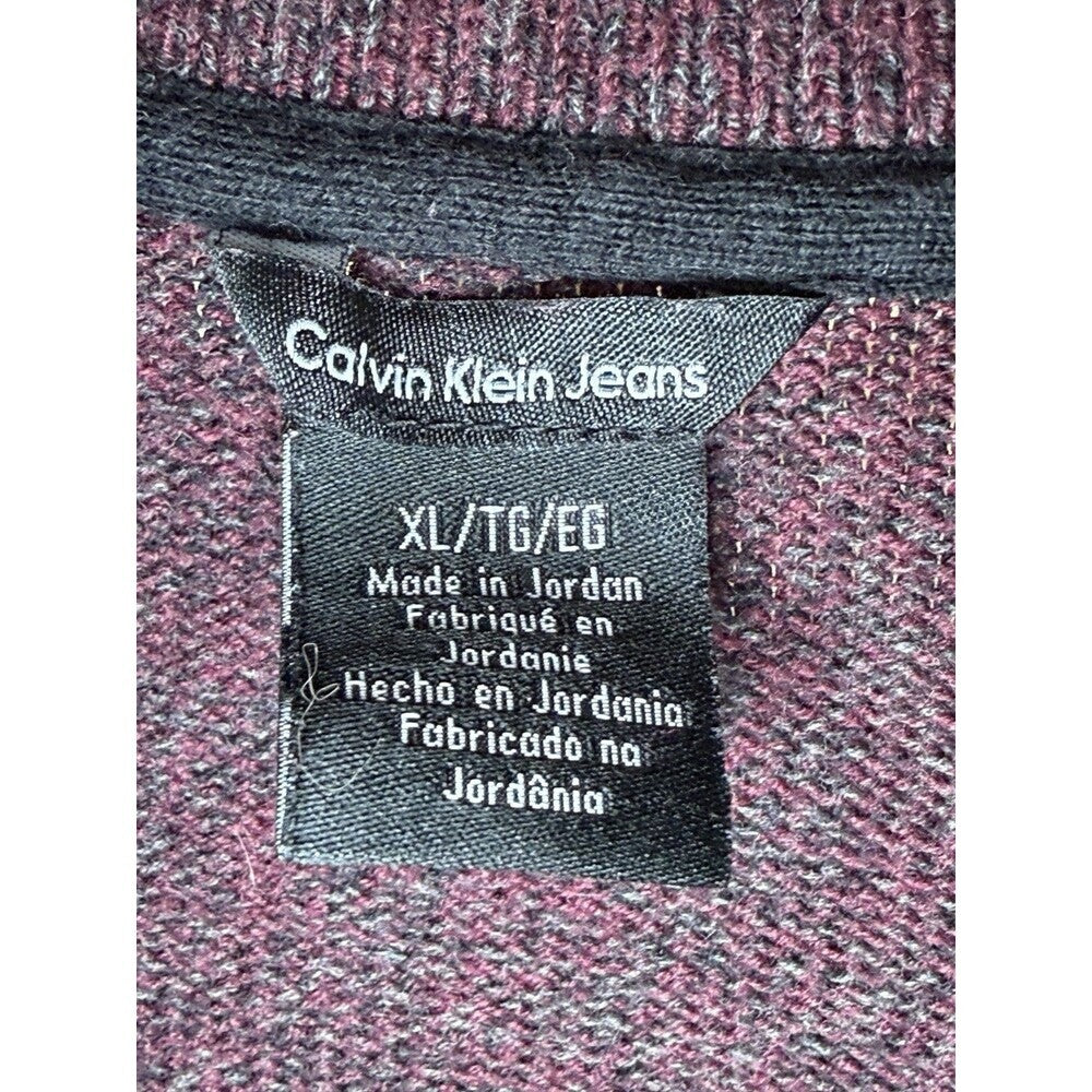 Calvin Klein Mens XL Purple 1/4 Zip Pullover Sweater Athletic Fit