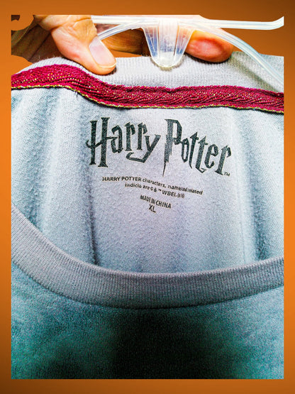 Harry Potter neck label showing XL and made in China