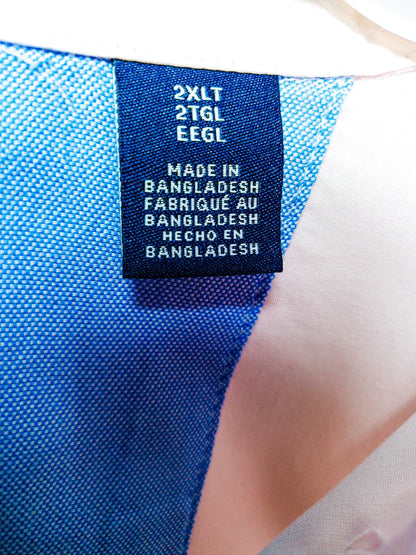 CHAPS pink flamingo shirt A3-072 - Size 2XLT and Made in Bangladesh neck label