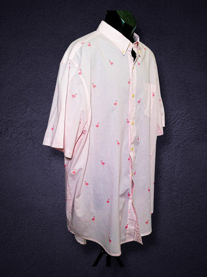 CHAPS pink flamingo shirt A3-072 - Right angled front view