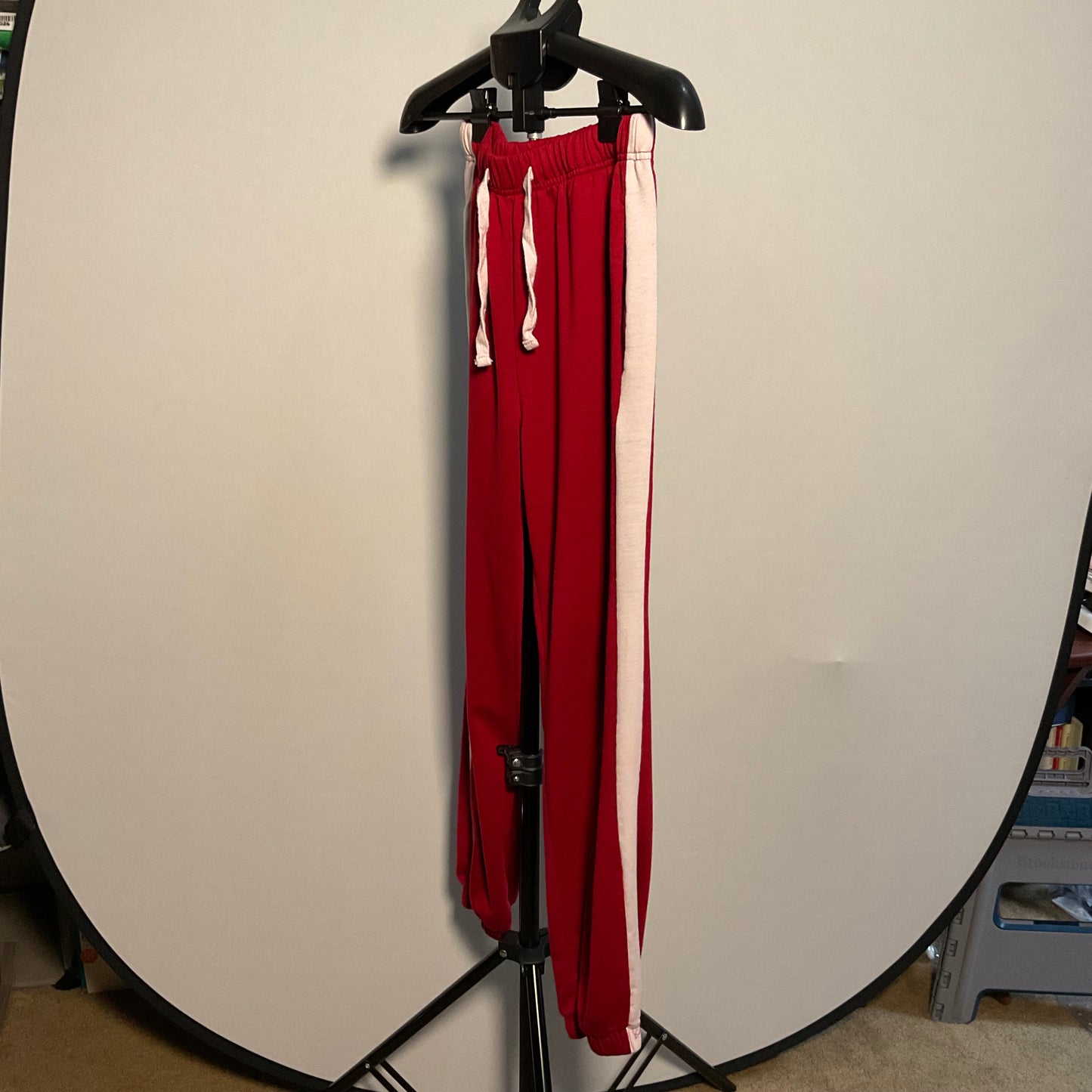 Rubzoof Red Striped Crewneck Top Jogger Pants Set Size M