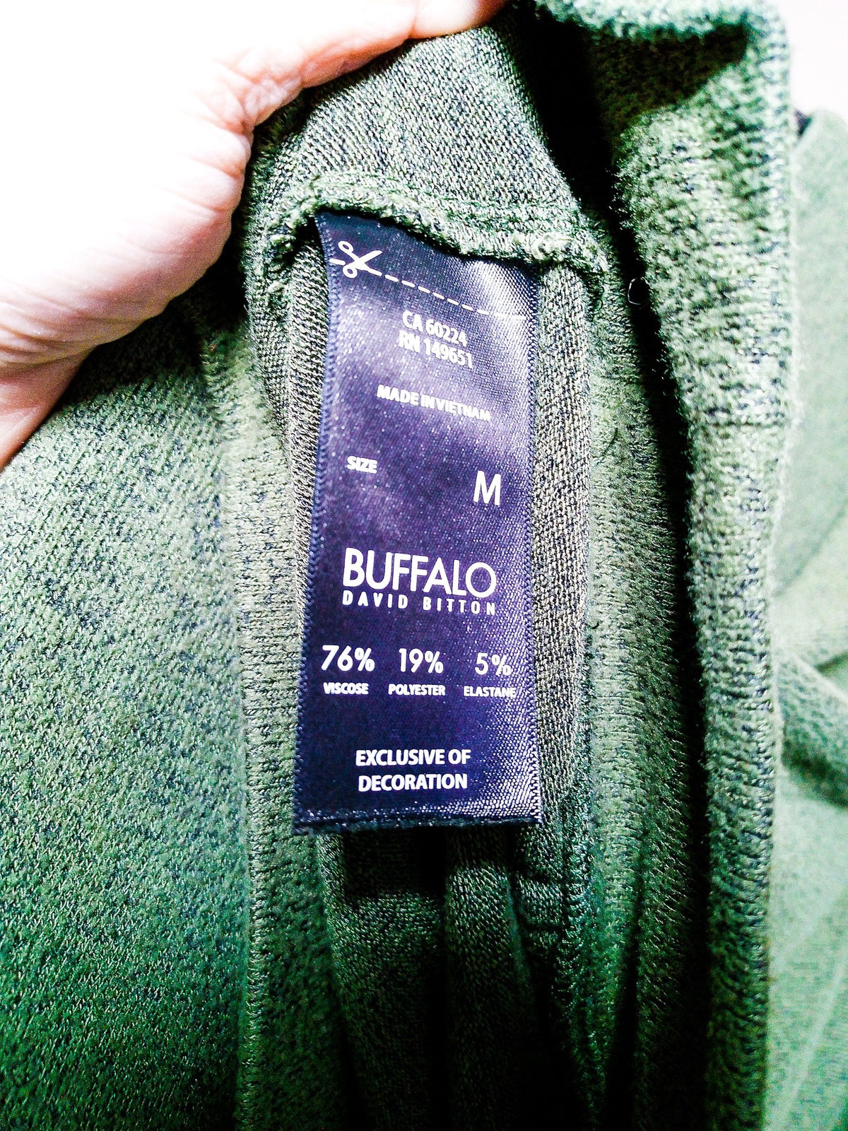 Buffalo David Bitton Crew Neck Pullover Viscose Olive Green Size M