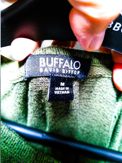 Buffalo David Bitton Crew Neck Pullover Viscose Olive Green Size M