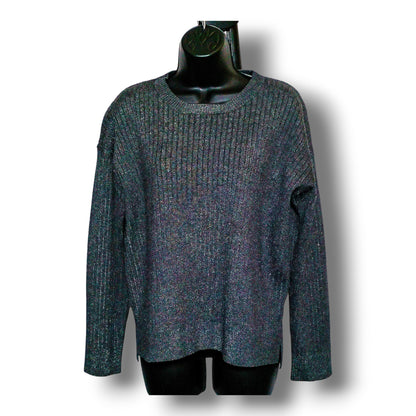 Calligraphy metallic rib-knit sweater, front view