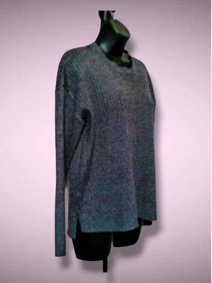 Calligraphy metallic rib-knit sweater, left side view