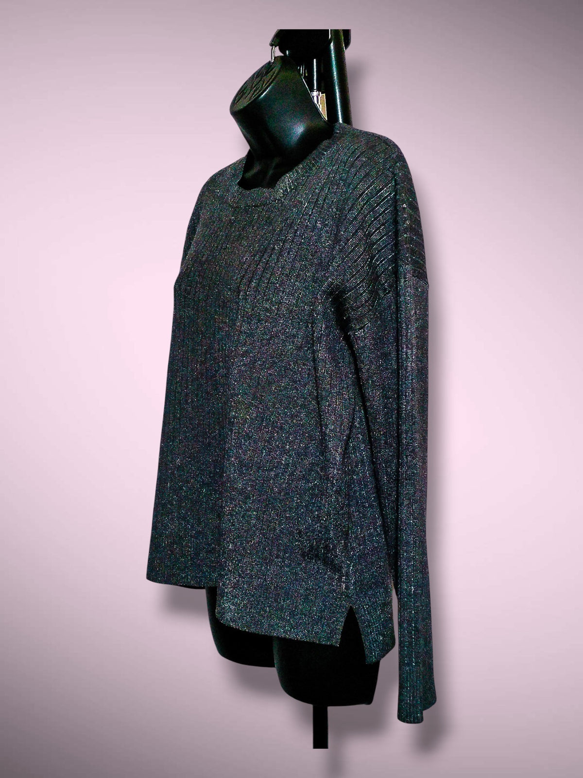 Calligraphy metallic rib-knit sweater, right side view