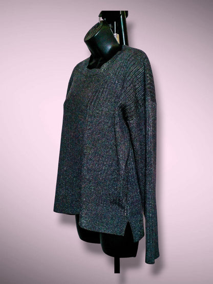 Calligraphy metallic rib-knit sweater, right side view