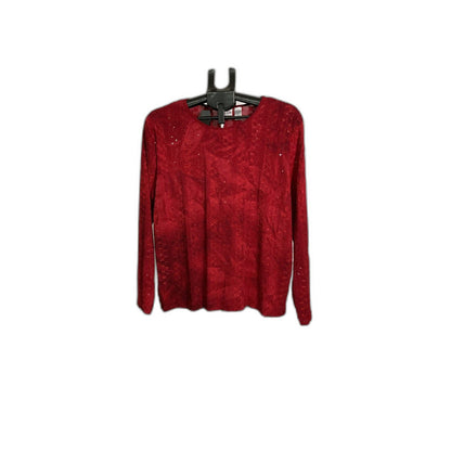 Chico’s Red Embroidered Semi-Sheer Blouse XL