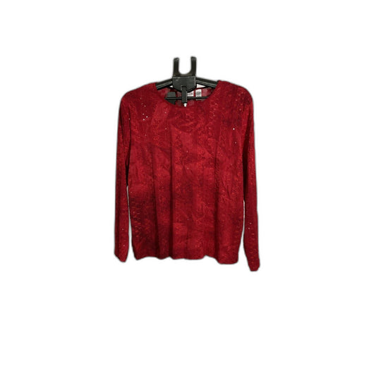 Chico’s Red Embroidered Semi-Sheer Blouse XL