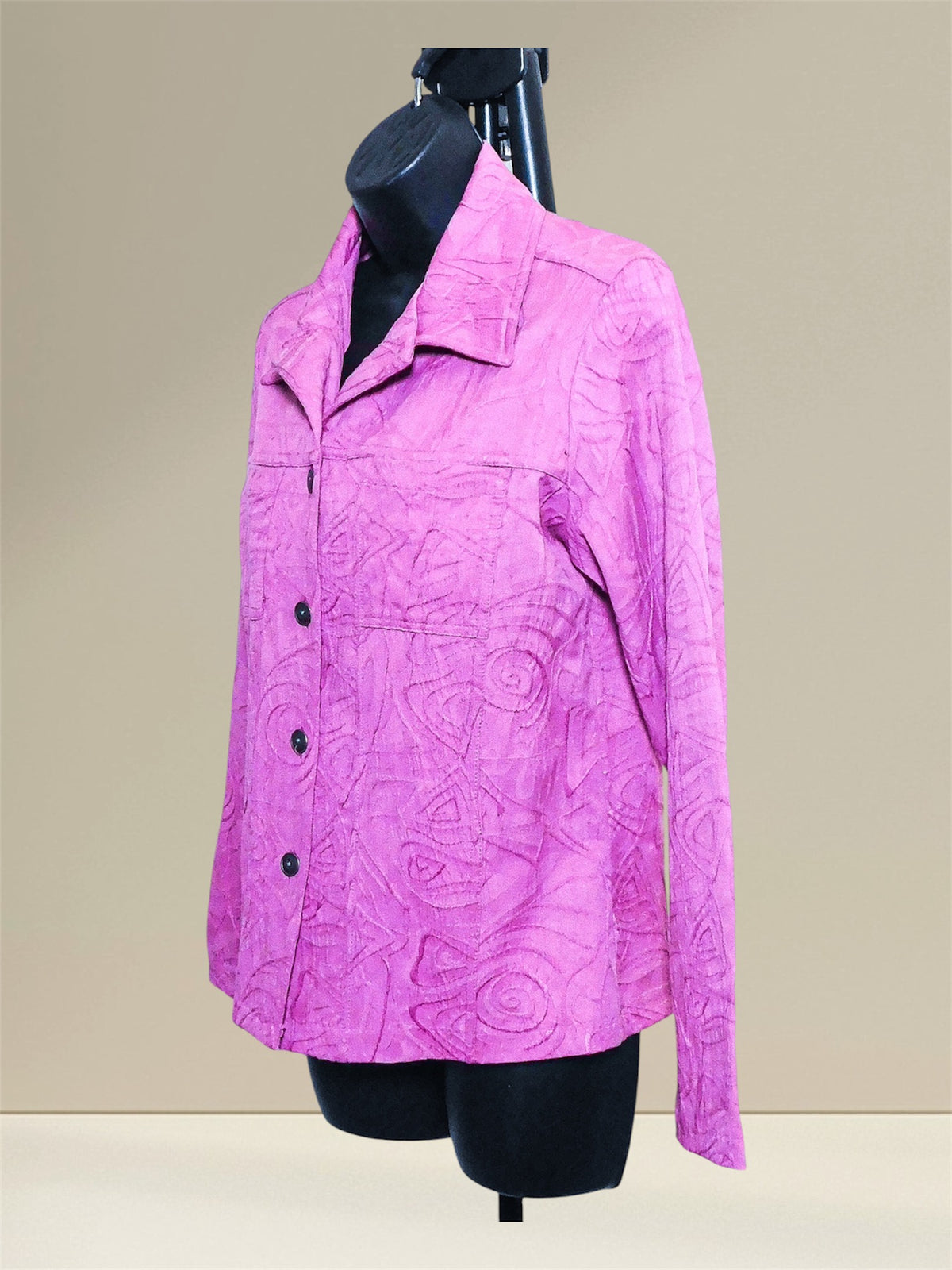 Opposite angled view of pink Kaktus long-sleeve jacket