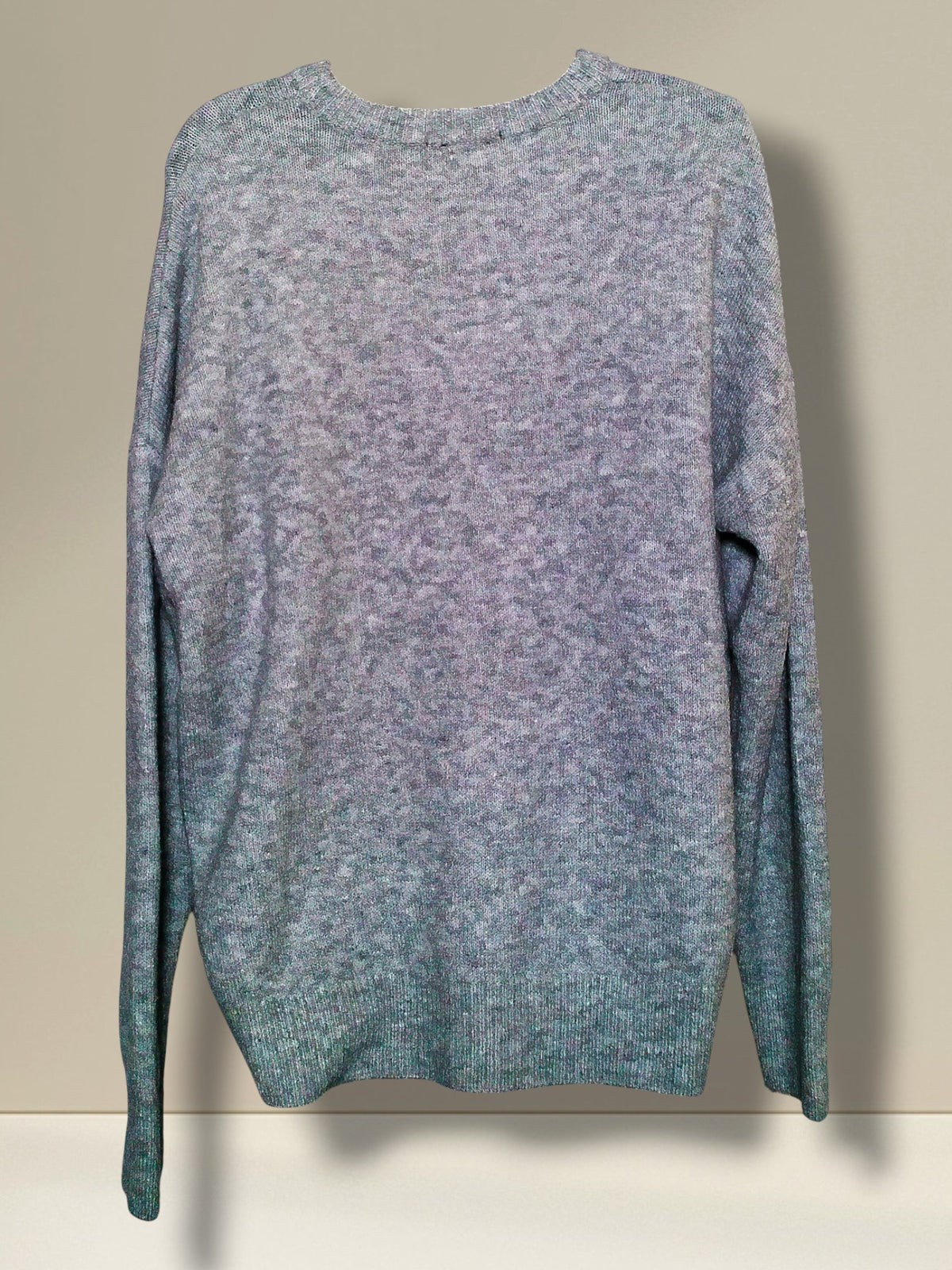 Back view of gray Belle by Belldini knit sweater