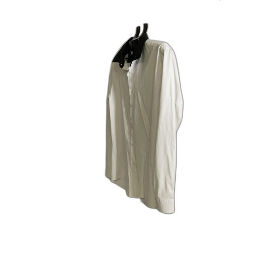 Azar Man White Dress Shirt Black Collar Tailored Fit Sz 17