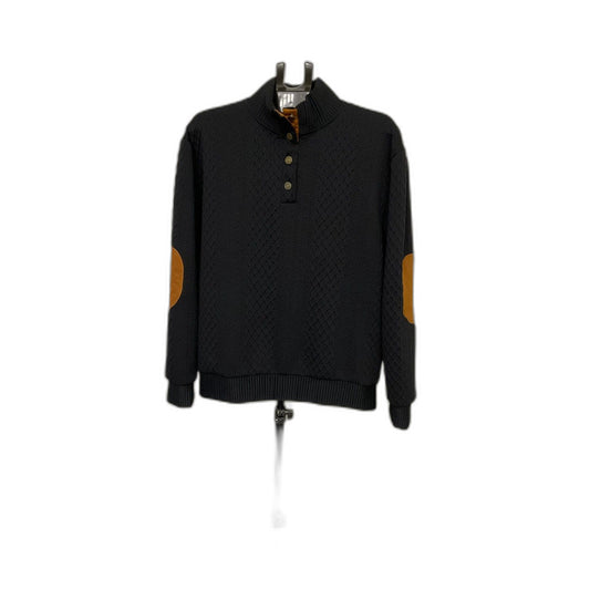 Hengsheng Jeans Men's XL Black Quilted Mock Neck Snap Pullover Elbow Patch