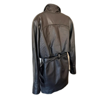 RARE Vintage Wilsons Leather Belted Trench Coat Thinsulate Liner Vented Back M