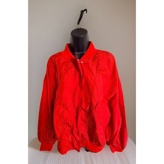 Forever 21 Vintage 80s 90s Nylon Windbreaker Bomber Jacket Red Cranberry Size S