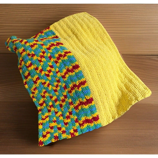 Handmade Crocheted Super Soft Multicolored Plush Baby Blanket 36" x 30"