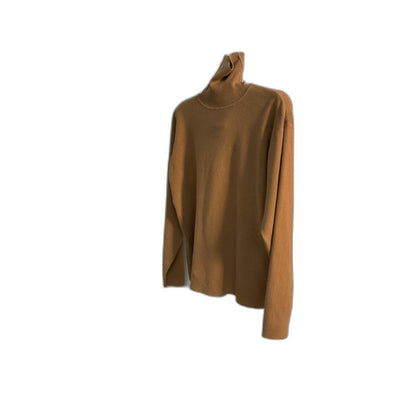Franco Valeri Women's L Camel Turtleneck Sweater Long Sleeve Cotton Blend